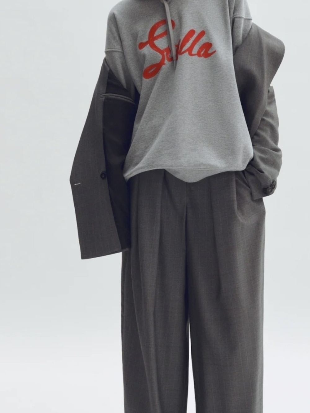 Stella McCarthey X H & M Collaboration Grey Hoodie with Red Script Logo - Picture 2 of 4